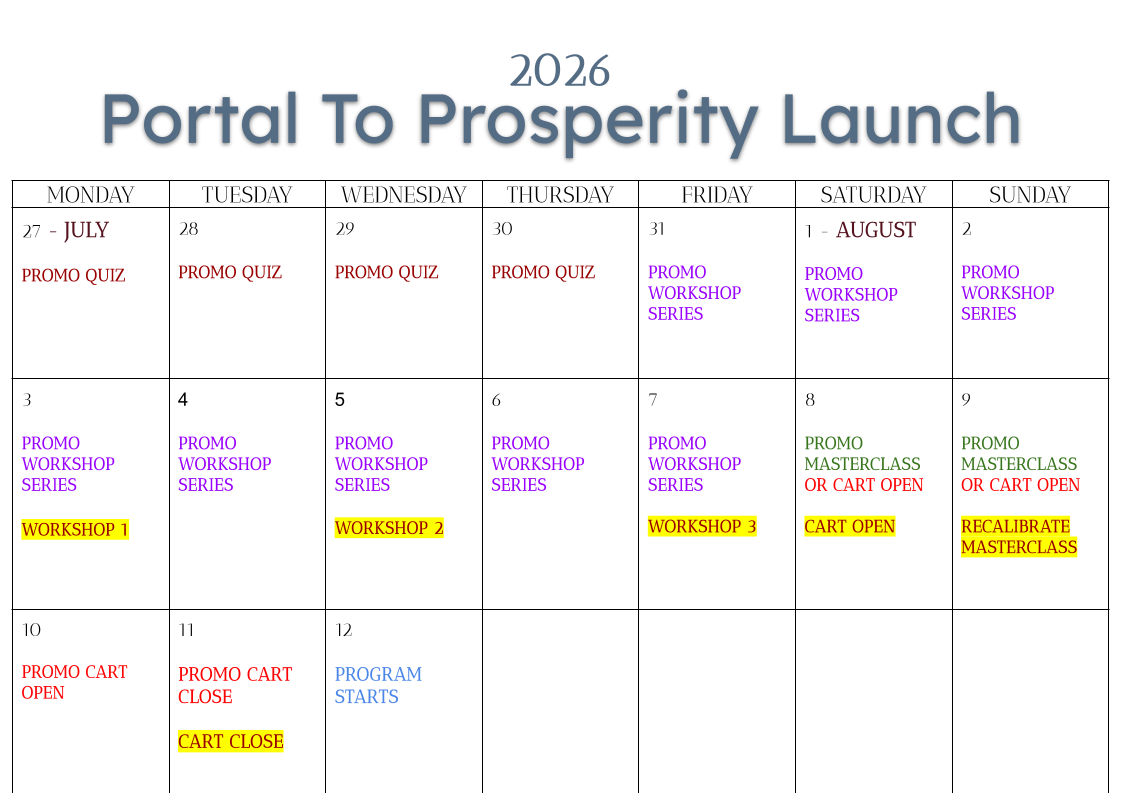 PTP LAUNCH CALENDAR